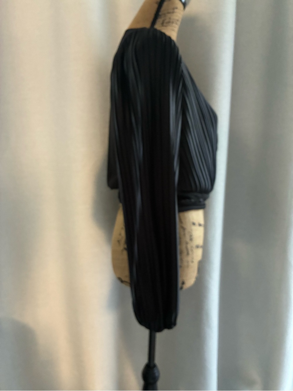 Japna Black Pleated Wrap-Style Blouse - Picture 4 of 9